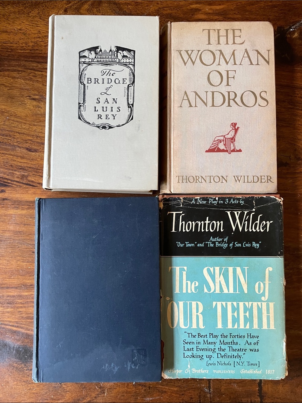 4 Thornton Wilder Vintage HC Books: Andros San Luis Rey Ides of March Skin Teeth